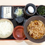 ゆで太郎 - 料理写真:朝食セット 月見とろろミニ丼 590円 , 三陸わかめ 0円 (無料券使用)