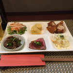 佳肴ながつき - 2015.5. ちょこっと前菜セット（生中とセットで\1,280）　