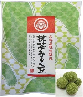 お茶の鴻雪園 - 【抹茶みるく豆】　落花生に抹茶をそのまま巻き込み、ミルク風味に仕上げました。渋みと甘みがうれしい、やわらか食感の豆菓子です。