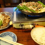 松尾ジンギスカン - ジンギスカン定食(マトン)＋追加ラム＋行者にんにく
