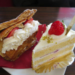パティスリー シュクレ - （左から）いちごのミルフィーユ、いちごショート