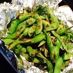 Grilled edamame with butter and soy sauce