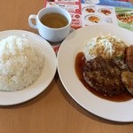 ガスト - ハンバーグ甘酢ソース＆メンチカツ＆3種の根菜天ぷら　※2015年5月