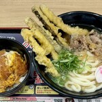資さんうどん - 料理写真:肉ごぼう天うどん5本のミニかつとじ丼セット