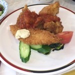 レストラン美膳 カフェテリア - 日替りランチ チキンフリッターとアジフライ