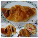 サンマルクカフェ - ◆チョコクロワッサン（170円）生地のバターが少ないような気がしますけれど。
            ＊とちおとめチョコクロワッサン（180円）・・中にストロベリーチョコが入っています。