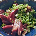 柏島ヴィレッジ Cafe Restaurant - 料理写真:柏島産 本マグロのチチコ（心臓） 新鮮でないと黒くなってしまうんだそうです