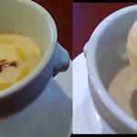 ナチュラルガーデン - 新玉ねぎのスープ、中は滑らかプリン状