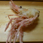 吹き寄せ寿司 - 牡丹海老頭の唐揚げ