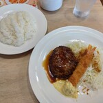 ガスト - 料理写真:(水)日替わりランチ ミニチーズINハンバーグ照り焼きソース&海老フライ