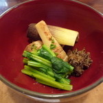 泉や - 3回目①筍・ふきのとう味噌・青菜