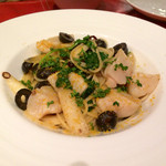 ユーロダイア - 【ディナー】ホワイトアスパラガスとホタテ貝とオリーブのペペロンチーニ カラスミ風味