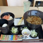 ゆで太郎 - 料理写真:朝食　納豆　生たまご　温そば ネギ多め/海老天　　　　　2026/9/1