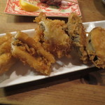 立ち呑みのさのや - 穴子と茄子の天ぷら 280円 (2015.4.11)