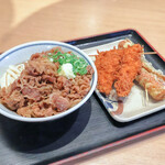 さぬき麺市場 郷東店 - 肉ぶっかけ冷＋肉、びっくりチキンカツ、ちくわ天