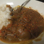 はなまるうどん - カレーに七味唐辛子。ちょっと辛すぎた(2015.5.14)