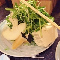 ふぐくじら - ナガス鯨ハリしゃぶ鍋（コロ・玉葱・ミズナ・豆腐・くずきり）♪