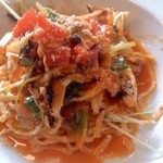 イタリア食堂ポルコ - 水菜とあさりのトマトパスタ