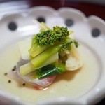 つる幸 - 鯛の昆布〆　キャビア野菜のせ