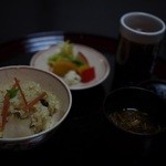つる幸 - ご飯　干クチコ　アワビ
      