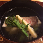 中善 - 2015年5月。グジと筍と菜の花のお椀。玉露で。