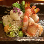 中善 - 2015年5月。伝助アナゴの炙りと天然クルマエビ。