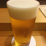 中善 - 2015年5月。生ビール（650円）。