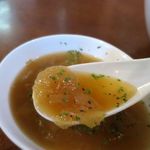 カウボーイカレー - ワイルドアメリカンカレーつけ麺、スープ割りのスープは基本的に水と玉ねぎのみ使用とのこと