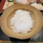 竹ふえ - お米も竹茶碗で頂きます。