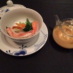 眺遊楼 - 「海胆」～濃厚な旨味、広がる味わい、いつまでも続く余韻～ウニスープ、七種の野菜と共にいただく一品