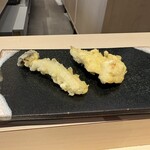 那かむら - 料理写真:天ぷらはまずしめじと鶏肉からスタートしました。