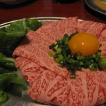 焼肉 一力 - 絶品ユッケ（牛刺し）しょうが醤油で！