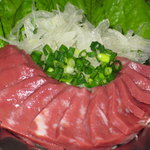 焼肉 一力 - シン刺し（ハツ・心臓）しょうが醤油で！
