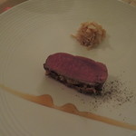 リストランテ　アニモフェリーチェ - フランス産鴨肉のロースト（わさびパン粉焼き）ホワイトバルサミコソース