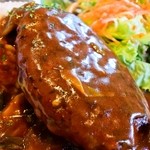 セルフィユ軽井沢カフェ - デミグラスソースハンバーグ、ライスは雑穀米