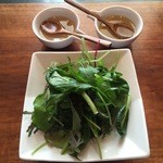 日本料理　時宜 - サラダと言うより青菜ですな、ドレッシングはトリュフのドレッシングとの事でした