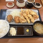 からやま - 料理写真:とり天倍盛り合盛り定食¥1199ご飯大盛り¥55