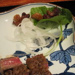 あざみ野うかい亭 - こんがり焼き上げた脂身を葉山葵に巻いて