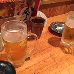 たか鳥 - ビールで乾杯