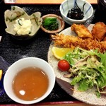 レストラン 彩 - エビ・唐揚げ定食(入浴券付き)1500円