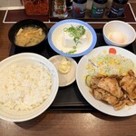 松屋 - 料理写真:生姜焼き定食 大盛、冷奴、半熟玉子