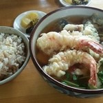 里 - 私の天ぷらうどんと筍ごはん