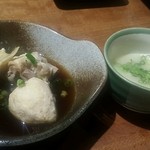 海鮮処 北の味大助 - 最初は肉とスープをいただく