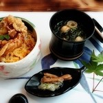 幸咲 - ★お食事(穴子の天子丼)・止椀(地のりとなめこのお味噌汁)