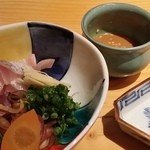 馳走 なか川 - 【H27.3.28】関サバ（りゅうきゅう）胡麻醤油和え1200円。
