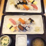 釧路ふく亭 - 特選ランチ寿司　１０２６円　２人分　【　２０１５年５月　】