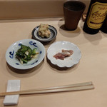 鮨処 つく田 - 201505 つまみの器にもこだわりが感じられる