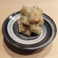 鮨処 つく田 - 201505 焼き茄子と海老の和え物