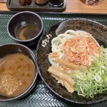 はなまるうどん - 料理写真:濃厚海老つけ汁うどん中、割りかけだし付き