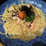 Youmenya Goemon - 明太子と海老としめじの青じそ風味のパスタ